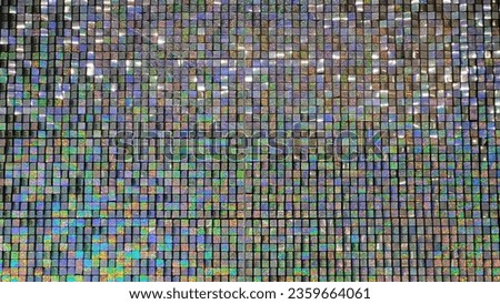 Mosaic shiny tile abstract background geometric texture of rainbow golden squares