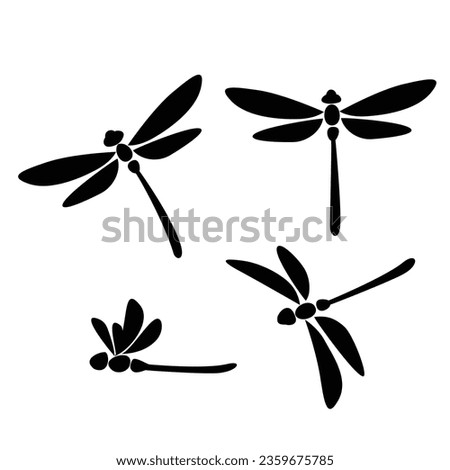 dragonfly silhouette. beautiful insect sign and symbol. Royalty-Free Stock Photo #2359675785