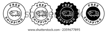 Free shipping icon. Product courier business service symbol. Fast cargo delivery truck vector. Express logistic package shipment van sign.