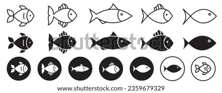 fish icon. Underwater seafood symbol. Aquarium wildlife tuna catfish with fin shape vector.