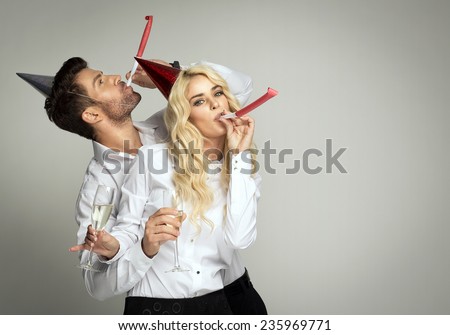 Couple celebrating new year's eve