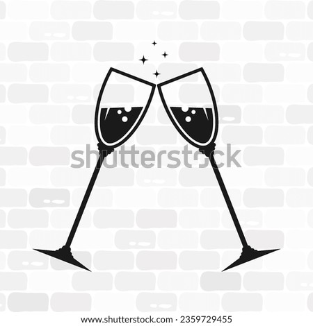 Vector illustration of wine glasses, holiday design symbol.