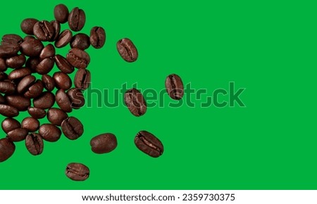 Roasted Coffee Beans Green Screen. 