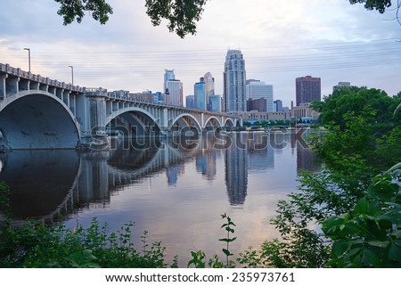 City view of Minneapolis in an evening Royalty-Free Stock Photo #235973761