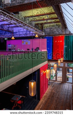 Urban industrial warehouse-style bar and club venue in the city centre
