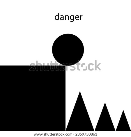 A Black Vector abstract geometric figures isolated on a white background symbol danger with lettering Danger