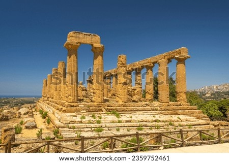 Temple of Juno in Valley of the Temples. Archaeological site in Agrigento at Sicily, Italy, Europe.