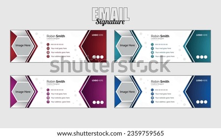 Colorful Email Signatures Template Vector Design. Professional Email Signature Template Modern and Minimal Layout. Business email signature template design.