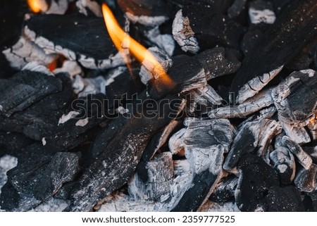 picture of burning charcoal on a charcoal grill