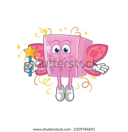 the mattress fairy with wings and stick. cartoon mascot vector