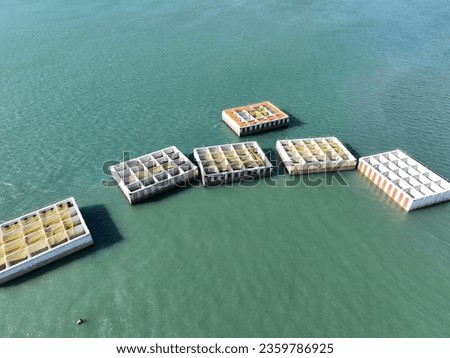 Caissons in the sea water.