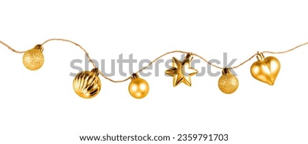shiny golden bauble and star border Royalty-Free Stock Photo #2359791703