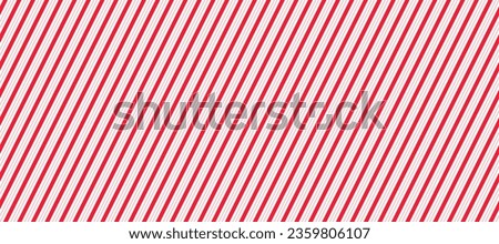 Red and pink Christmas seamless pattern. Candy cane diagonal stripes background. Repeating decoration wallpaper. Winter holidays lines backdrop. Xmas peppermint present wrapping print design. Vector Royalty-Free Stock Photo #2359806107
