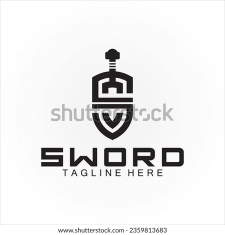 Letter S sword and shield logo design 