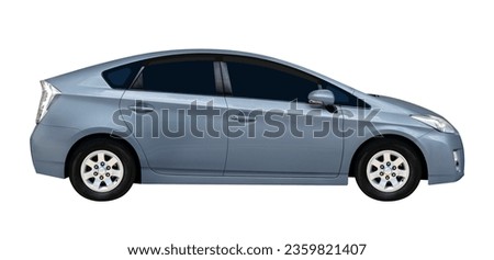 Side view gray hatchback car isolated on white background Royalty-Free Stock Photo #2359821407
