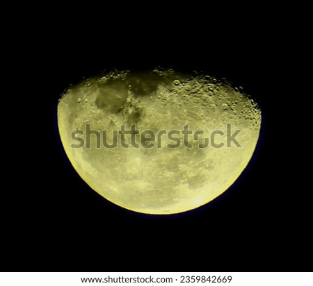 photo of the yellow moon in the night sky