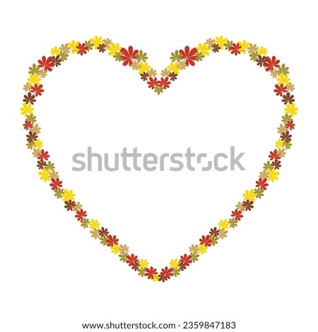 Heart shaped autumn frame with chestnut leaves. Decoration element for invitation cards, greeting cards and other designs