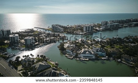 Aerial photo of Homes in Naples. Florida upscale neighborhoods. real estate photo