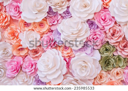 Colorful flowers paper background pattern Royalty-Free Stock Photo #235985533