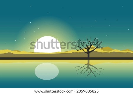 sunset landscape background vector holiday