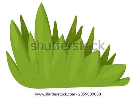 Hedge green bush, grass forest or backyard plant with leaves in cartoon style isolated on white ackground. Game decoration, clip art.