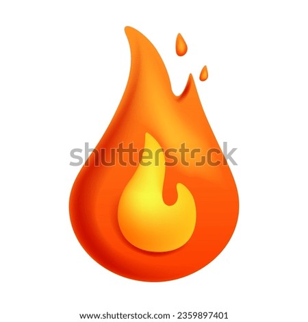 Fire flame 3d vector. Cartoon 3d isolated vector illustration