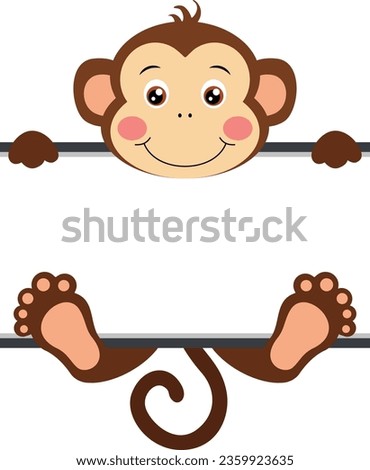 Cute monkey with blank signboard