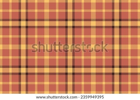 Background pattern plaid of check vector fabric with a textile texture seamless tartan in red and amber colors.