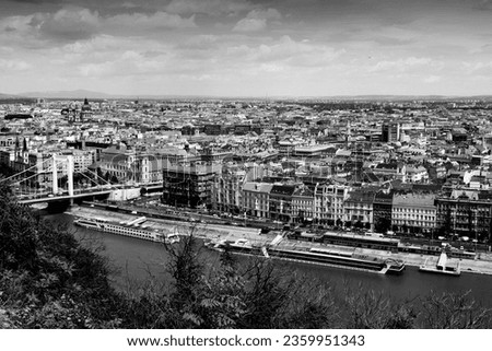 Budapest, Hungary - capital city aerial view. Old Town of Pest and Danube river.