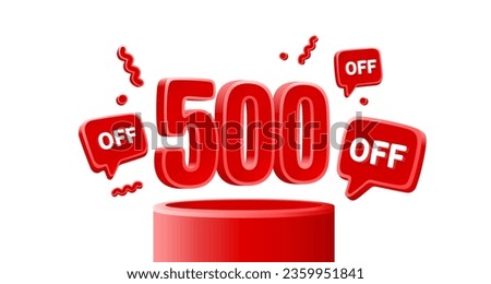 Mega sale special offer, 500 off sale banner. Sign board promotion. Vector illustration Royalty-Free Stock Photo #2359951841