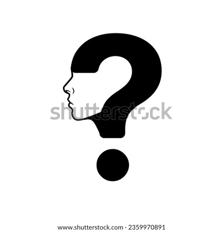 Question mark with face icon, thinking concept