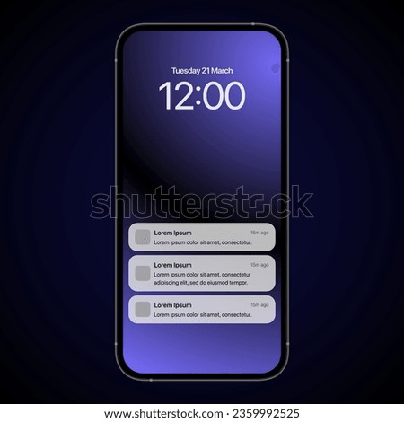 iPhone Notification Bubble. Notification Bubble Template, Notification Mockup for the Application Royalty-Free Stock Photo #2359992525