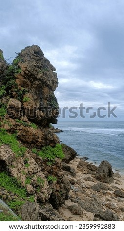 Beautiful views of the sea and coral rocks are suitable as background images.