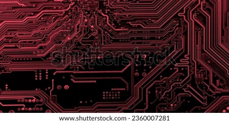 Circuit board. Electronic computer hardware technology. Motherboard digital chip. Computer components . Panoramic background Royalty-Free Stock Photo #2360007281