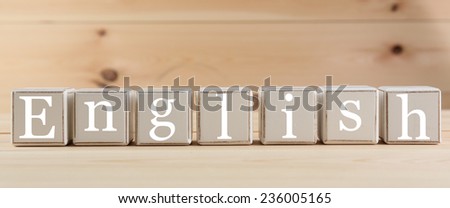 ENGLISH spelled in wooden blocks