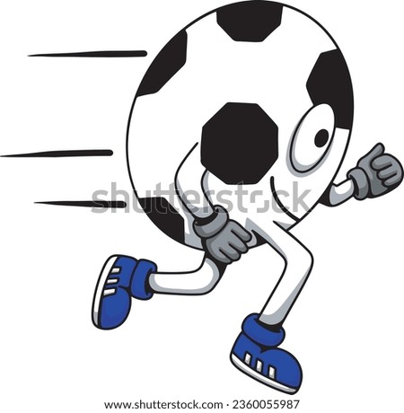 ball soccer running character illustration