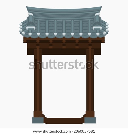 Editable Traditional Korean Hanok Door Building Vector Illustration for Artwork Element of Oriental History and Culture Related Design Royalty-Free Stock Photo #2360057581