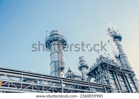 Clean new Power Plant Advance energy industry building with carbon free chimney with space for text Royalty-Free Stock Photo #2360059981
