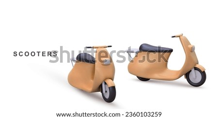 3d two realistic scooters on white background. Vector illustration.