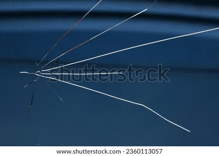 A view of a car's shattered windshield.