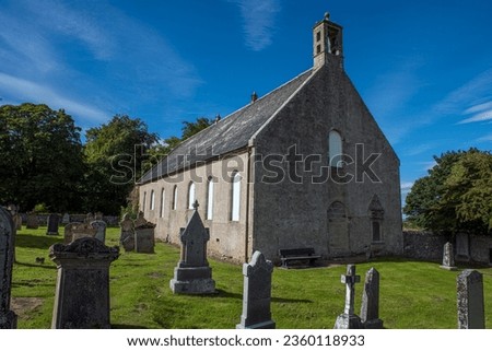 Alves Parish Church dates to the mid 19th century and was originally built as a Free Church.  Royalty-Free Stock Photo #2360118933