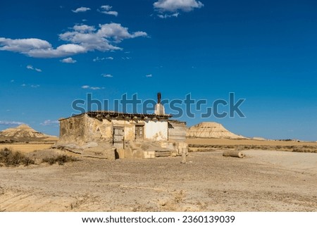 Las Bardenas Reales, badlands or desert in Navarra, Spain