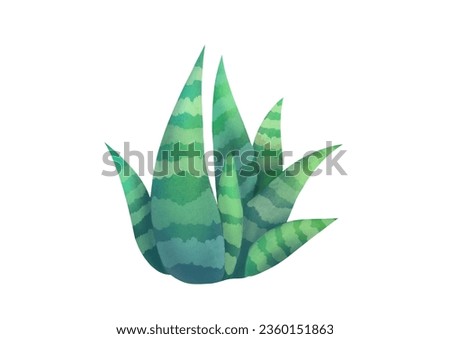 Watercolor aloe vera for spa, cosmetics, moisturizing isolated on white background. Cute Indoor plants with healing properties. One single object, front view. cut out clip art element