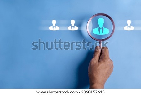 employee, human resources, occupation, assessment, career, choose, community, connection background image is hand hold magnifier to find seeking talent of human from people for put into the right job.