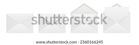 Vector Envelopes with Blank Letter. Folded, Unfolded Isolated Envelope Set. Design Template. Message, Notification, Mailing, Surprise and Congratulations Concept Royalty-Free Stock Photo #2360166245