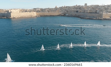 Valletta, Malta, Aerial View. Valletta, Malta capital, view from above. Malta, South Eastern Region, Valletta, Aerial view of historic coastal city.