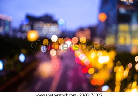 Lights in the City Streets Bokeh at Taipei, Taiwan. Royalty-Free Stock Photo #2360176327