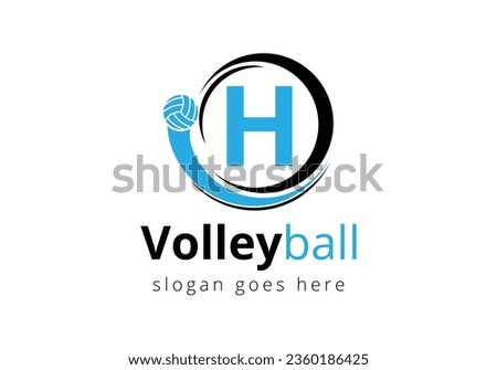 Initial Letter H Volleyball Logo Concept. Volleyball Sports Symbol Vector Template