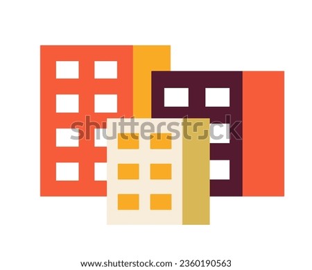 City buildings semi flat colour vector object. Apartments for citizen. Editable cartoon clip art icon on white background. Simple spot illustration for web graphic design