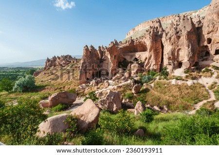 Cappadocia landscape where is famous with fairy chimneys and volcanic geography.